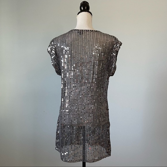 FOREVER 21 | Sheer Silver Sequins Blouse Sz M - Picture 4 of 7
